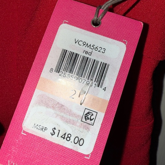 VINCE CAMUTO Hot Red One-Shoulder with Asymmetrical Neckline Jumpsuit Size 2 NEW - Picture 7 of 8